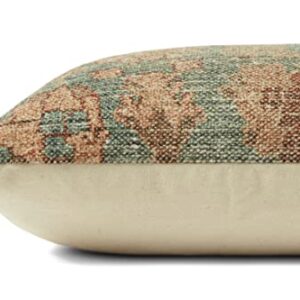 Loloi PAR0002 Throw-Pillows, 13'' x 21'' Cover w/Down, Teal/Terracotta