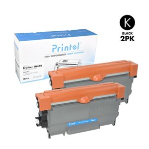 printel compatible toner cartridge for brother tn450 black (2 pack), high yield toner cartridge replacement for brother dcp-7060, brother dcp-7065, brother hl-2240