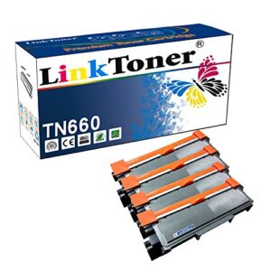 linktoner tn660 compatible toner cartridge replacement high yield for brother tn-660 bk tn630 4 pack laser printer dcp-l2520d, dcp-l2540dw