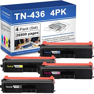 4 pack(1bk+1y+1c+1m) tn-436bk tn-436y tn-436c tn-436m super high yield toner cartridge replacement for brother tn436 hl-l8260cdw l8360cdw l8360cdwt mfc-l8900cdw printer toner.
