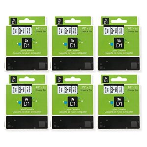 6-pack dymo d1 label tape compatible for dymo 45013 labelmanager 160 280 210d 360d 420p wireless pnp 220p 260p 450d 500ts 450duo label maker11