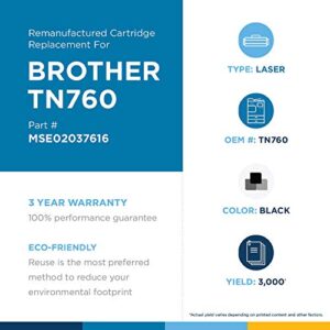 MSE Brand Remanufactured Toner Cartridge Replacement for Brother TN760 | High Yield