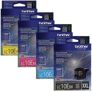 brother lc10ebk, lc10ec, lc10em, lc10ey super high yield xl black, cyan magenta and yellow -ink -cartridge set