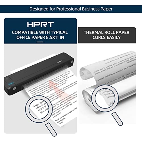 HPRT Wireless Bluetooth Portable Printer+Case+Ribbon 3 in 1 by Thermal Transfer MT800 for Travel Printer Compatible with Android and iOS Phone, Support 8.5" X 11" US Letter & A4 Size Paper