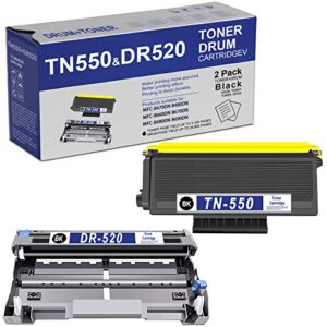 guloya compatible tn550 dr520 tn-550 toner cartridge and dr-520 drum unit replacement for brother mfc-8370 8470dn hl-5240 5270dn dcp-8060 8065dn 8085dn printer (1toner+1drum)