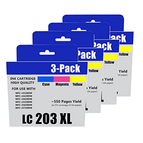 LC203 Compatible Ink Cartridge for Brother LC203XL LC201XL LC203 LC201 Work with Brother MFC-J480DW MFC-J880DW MFC-J4420DW MFC-J680DW MFC-J885DW Printer (4 Cyan, 4 Magenta, 4 Yellow, 12 Pack)