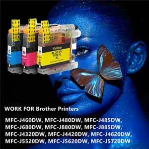 LC203 Compatible Ink Cartridge for Brother LC203XL LC201XL LC203 LC201 Work with Brother MFC-J480DW MFC-J880DW MFC-J4420DW MFC-J680DW MFC-J885DW Printer (4 Cyan, 4 Magenta, 4 Yellow, 12 Pack)