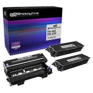speedyinks toner cartridge & drum unit replacement for brother tn460 hy & brother dr400 (2 toner, 1 drum, 3-pack) compatible with multi-function: 1260, 1270, 2500, 8300, 8500, 8600, 8700, 9600