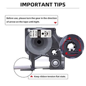 Compatible DYMO D1 Label Tape Black on Clear Replace for DYMO Label Maker Refills 45010 S0720500, 1/2Inch x 23Ft for Dymo LabelManager 160 210D 280 360D Label Maker，3-Pack