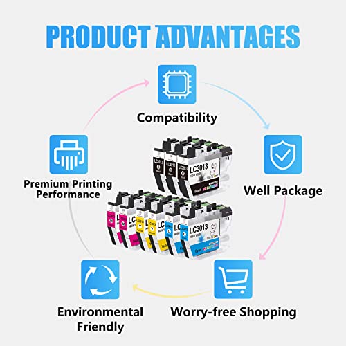 Miss Deer Compatible LC3013 Ink Cartridges BK/C/M/Y Replacement for Brother LC 3013 LC3011 High Yield for MFC-J491DW MFC-J895DW MFC-J690DW MFC-J497DW Printer