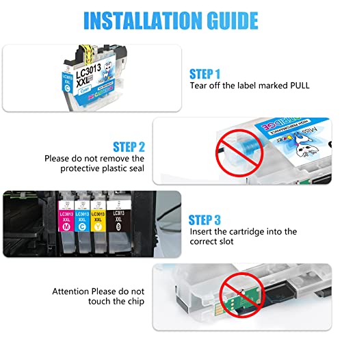 Miss Deer Compatible LC3013 Ink Cartridges BK/C/M/Y Replacement for Brother LC 3013 LC3011 High Yield for MFC-J491DW MFC-J895DW MFC-J690DW MFC-J497DW Printer