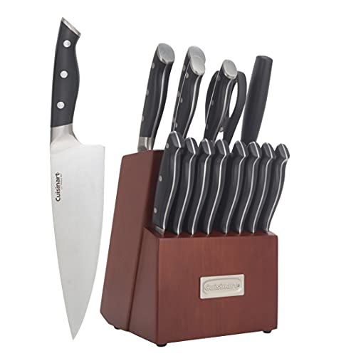 Cuisinart Kitchen Knife Set Nitrogen Forged Triple Rivet Cutlery 15-Piece Knife Block Set