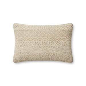 Loloi PAR0010 Throw-Pillows, 13'' x 21'' Cover w/Poly, Sand/Ivory