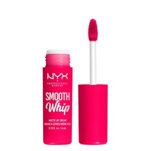 nyx professional makeup smooth whip matte lip cream, long lasting, moisturizing, vegan liquid lipstick – pillow fight (hot fuschia)