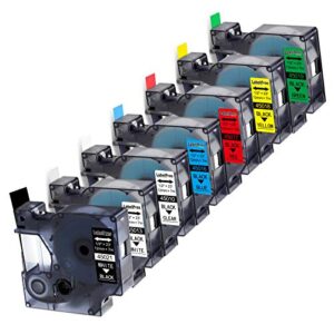 7-pack replace dymo d1 label tape 45010 45013 45016 45017 45018 45019 45021 d1 refills compatible dymo labelmanager 160 280 420p pnp 220p 360d 450 210d, 1/2” w x 23’ l, 12mm x 7m