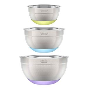 cuisinart 3-piece stainless steel mixing bowls with nonslip base, 1.5qt, 3qt & 5qt