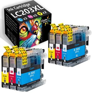 (6-pack, 2cyan,2magenta,2yellow) colorprint compatible lc203xl ink cartridge mfc j480dw replacement for brother lc203 xl lc-203xl lc201 work with mfc-j680dw mfc-j880dw mfc-j885dw mfc-j4420dw printer