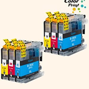 (6-Pack, 2Cyan,2Magenta,2Yellow) ColorPrint Compatible LC203XL Ink Cartridge MFC J480dw Replacement for Brother LC203 XL LC-203XL LC201 Work with MFC-J680DW MFC-J880DW MFC-J885DW MFC-J4420DW Printer
