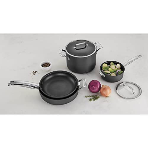 CUISINART N61-11 Nonstick Hard-Anodized Nesting Cookware Set, 11 Piece, Black