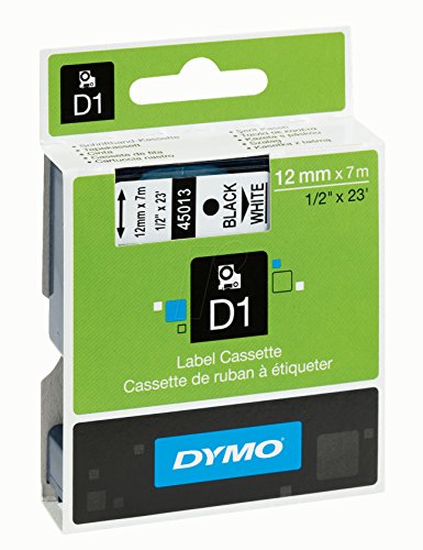 DYMO 45013 D1 Tape Cartridge for Dymo Label Makers, Created Specifically for Your LabelManager and LabelWriter Duo Label Makers, 1/2-inch x 23 Feet, Black on White, Pack of 4