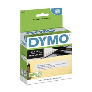 dymo authentic lw return address labels for labelwriter label printers, white, 3/4” x 2”, 1 roll of 500