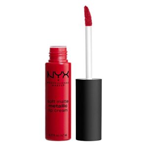 nyx professional makeup soft matte metallic lip cream, liquid lipstick – monte carlo (deep cranberry red)