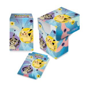 ultra pro – pokémon pikachu & mimikyu full view deck box 75+ for collectible cards – protect & store collectible cards, trading cards, & gaming cards, self locking lid deck box