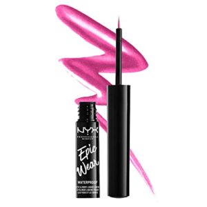 nyx professional makeup epic wear metallic liquid liner, long-lasting waterproof eyeliner – fuschia metal