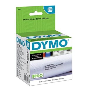 dymo lw large mailing address labels for labelwriter label printers, white, 1-4/10” x 3-1/2”, large, 2 rolls of 260