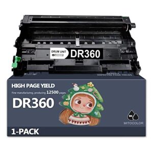 mitocolor compatible dr360 drum unit replacement for brother dr 360 drum unit for hl-2170w hl-2150n dcp-7040 dcp-7030 mfc-7340 mfc-7345n mfc-7440n mfc-7840w printer | dr-360 (black, 1-pack)