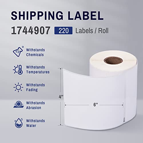 4" x 6" Shipping Labels 1744907 Internet Thermal Postage Labels Compatible for Dymo LabelWriter Thermal 4XL Strong Permanent Adhesive, 220 Labels/Roll (4 Pack)