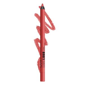 nyx professional makeup line loud lip liner, longwear and pigmented lip pencil with jojoba oil & vitamin e – rebel red (warm red)