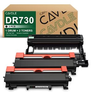cavdle compatible drum and toner cartridge replacement for brother dr730 tn760 tn730 work with hl-l2325dw l2350dw hl-l2395dw hl-l2370dw mfc-l2690dw l2717dw l2750dw (2 toner cartridges + 1drum unit)