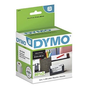 dymo white 2×3-1/2″ card stock 300 per roll