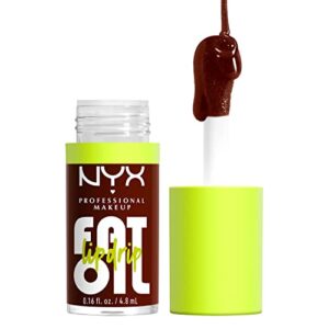 nyx professional makeup fat oil lip drip, moisturizing, shiny and vegan tinted lip gloss – status update (rich chocolate)