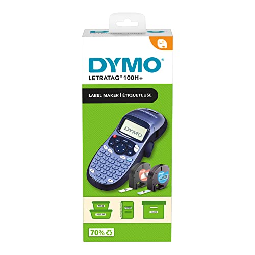 DYMO LetraTag LT-100H Label Maker Starter Kit | Handheld Label Maker Machine | with Paper & Clear Plastic Label Tape | Ideal for Office or Home