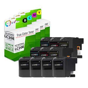 tct compatible ink cartridge replacement for brother lc20e lc20ebk lc20ec lc20em lc20ey super high yield works with brother mfc-j5920dw j985dw printers (black, cyan, magenta, yellow) – 10 pack