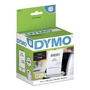 DYMO LW Continuous Labels for LabelWriter Label Printers, White,"2-1/4" x 300-Feet, 1 roll (30270)