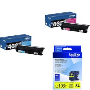 brother tn433c, tn433m, tn433y (tn-433c, tn-433m, tn-433y) cyan, magenta and yellow color toner cartridge set