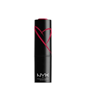 nyx professional makeup shout loud satin lipstick, infused with shea butter – cherry charmer (red fuchsia)