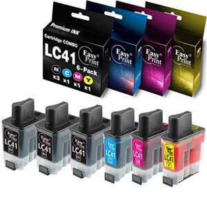 easyprint compatible (3xbk with cmy) lc41 ink cartridge replacement for brother intellifax 1840c, 2440c; mfc-3340cn, 210c, 215c, 3240c, 420cn, 425cn, 5440cn, 620cn, 820cw; dcp-110c, 115c, 120c, 315cn