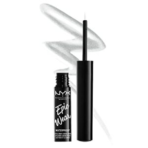 nyx professional makeup epic wear metallic liquid liner, long-lasting waterproof eyeliner – silver metal