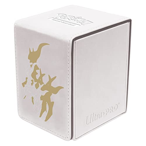 Ultra Pro Pokémon: Elite Series: Arceus Alcove Flip Deck Box, White Leatherette Trading Card Box, Stores 100 Double-Sleeved Cards