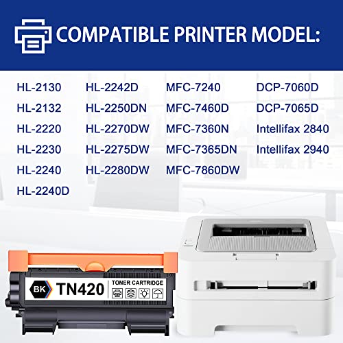NUC Compatible TN420 TN-420 (TN 420) New Version Toner Cartridge Replacement for Brother Intellifax 2840 2940 HL-2230 DCP-7060D HL-2130 HL-2132 MFC-7860DW Printer Ink (1-Pack Black , 1,700 Pages)
