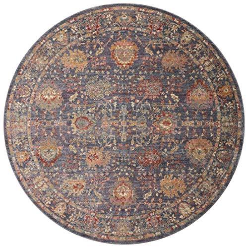 Loloi Giada Collection GIA-01 Grey / Multi, Traditional Area Rug, 5'-0" x 5'-0" Round