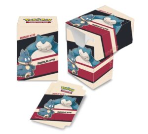 ultra pro – pokémon snorlax & munchlax full view deck box – protect & store up to 75ct. standard size collectible cards, trading cards, & gaming cards, self locking lid deck box