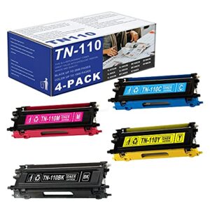 dophen 4 pack tn110bk tn110c tn110m tn110y tn110 tn-110 toner cartridge replacement for hl-4070cdw 4040cdn 4040cn 4040cdw 4050cdn dcp-9040cn 9045cdn 9042cdn printer toner (1bk+1c+1m+1y), cyan