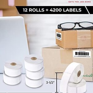 enKo Compatible for Dymo Labels 30252 (1-1/8 x 3-1/2") Label for Dymo Labelwriter 450 Turbo Printer - Barcode Address Labels (12 Rolls, 4200 Labels)