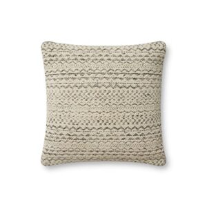 loloi par0009 throw-pillows, 18” x 18” cover w/poly, charcoal/ivory