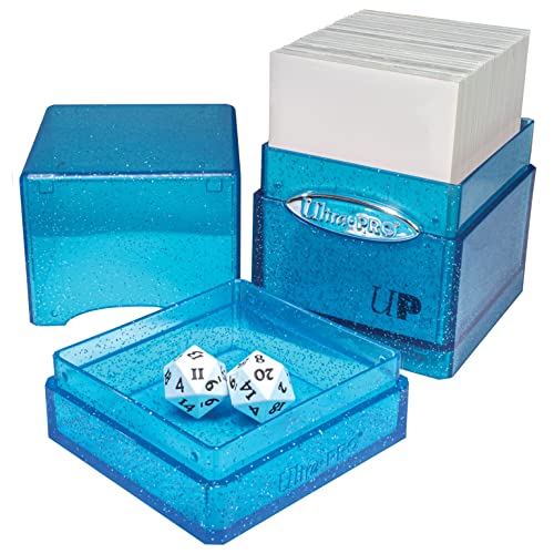 Ultra Pro - Satin Tower 100+ Card Deck Box (Glitter Blue) - Protect Your Gaming Cards, Sports Cards or Collectible Cards In Stylish Glitter Deck Box, Perfect for Safe Traveling